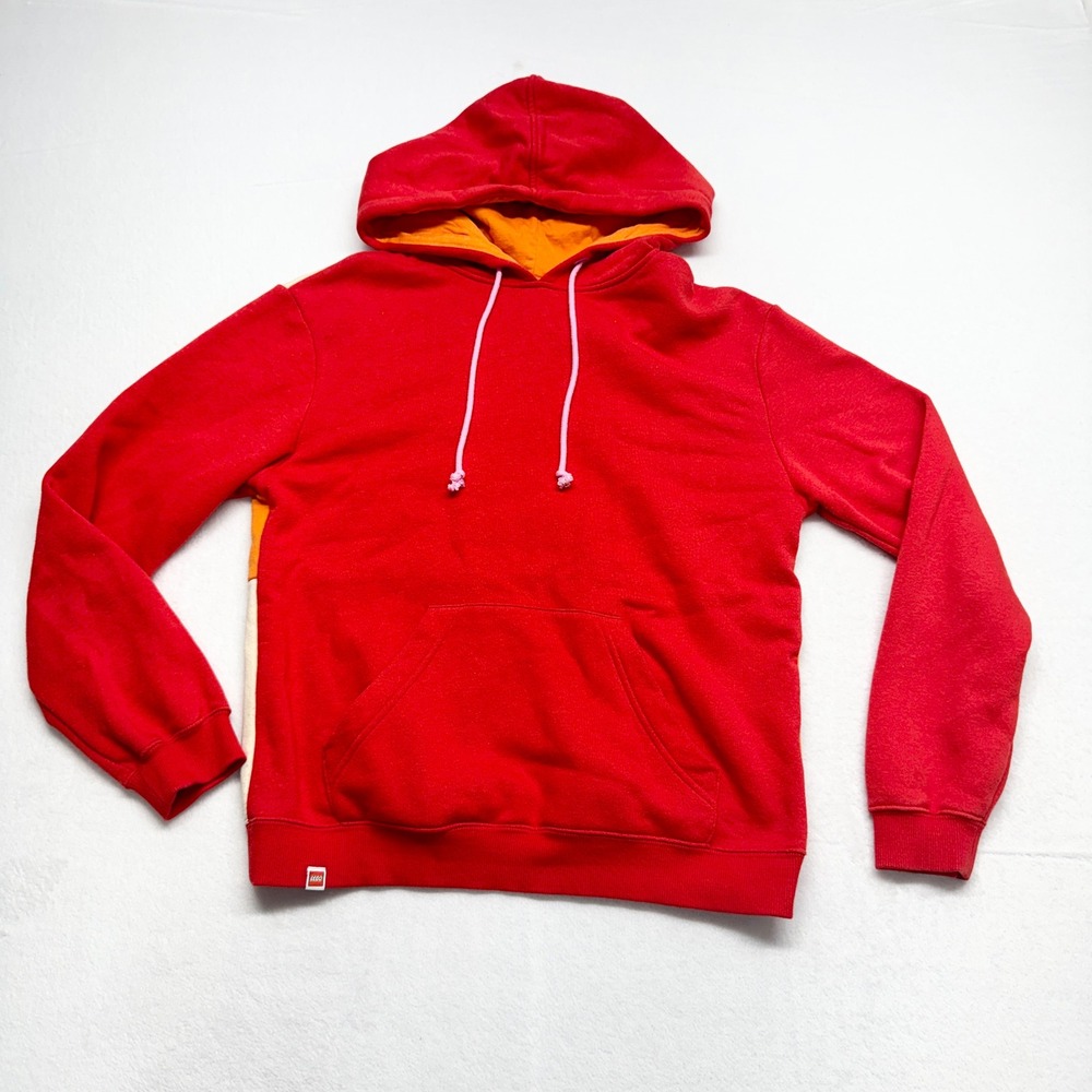 LEGO x Target Colorblock Hoodie Womens Size S Red Orange Pink Fleece Pullover